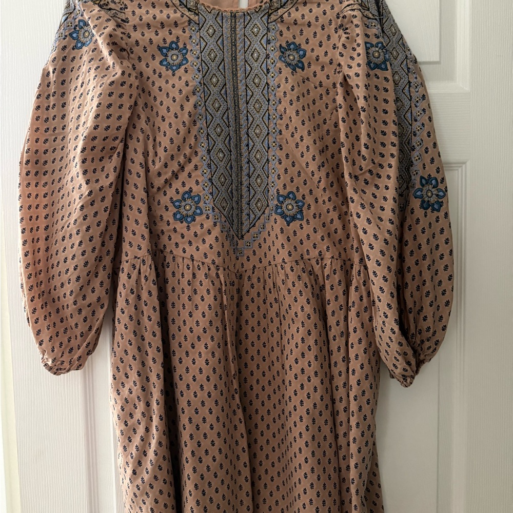 Anthropologie Pink Casual Sundress with Bishop Sleeves
